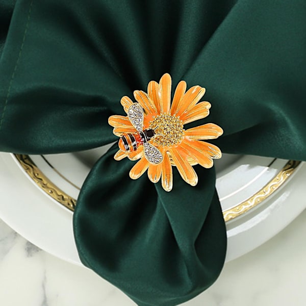 Bi Blomster Servettringar, Servettringar 4-delad Set, Servettduk, Servett Le För Ons