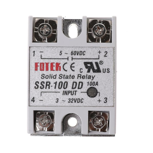 SSR-100 DD Solid State Relay Modul 100A 3-32V DC Inngang 5-60V DC Utgang Relé