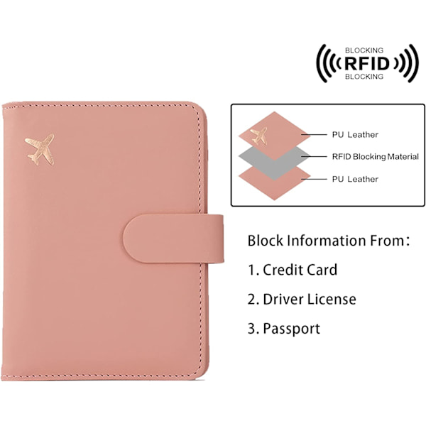 Passhållare, Passhållare Kortplatser, Söt Passomslag för Kvinnor/Män, Vattentät Rfid-blockerande Reseplånbok (Babyrosa Ny)