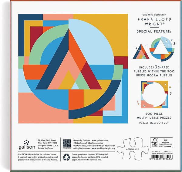 Galison Organic Geometry, Frank Lloyd Wright Multi Puzzle Pussel (500 Bitar)