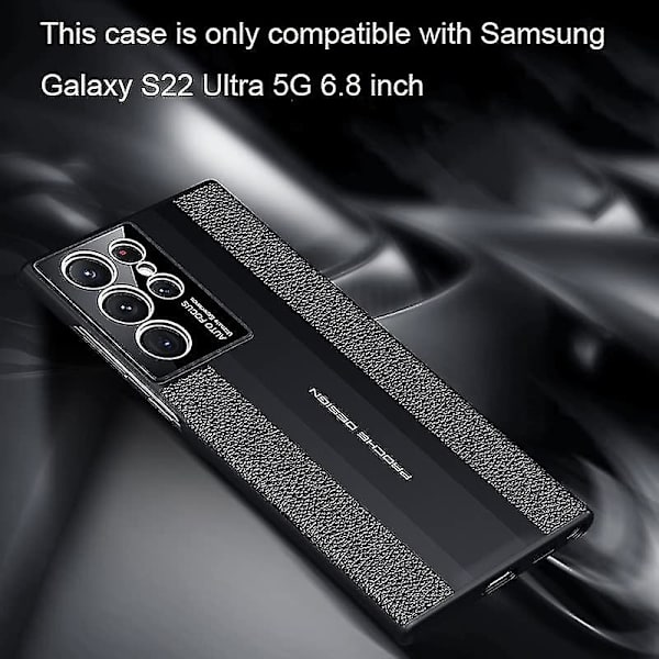 Ægte læder etui kompatibel med Samsung Galaxy S23 Ultra ægte læder bagcover ultratynd hård kofanger Black