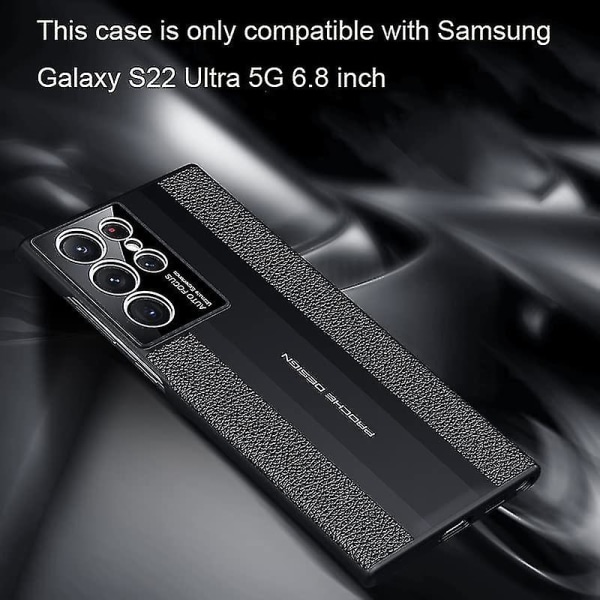 Ekte lærveske kompatibelt Samsung Galaxy S23 Ultra Bakdeksel i ekte skinn Ultratynn hard støtfanger Black