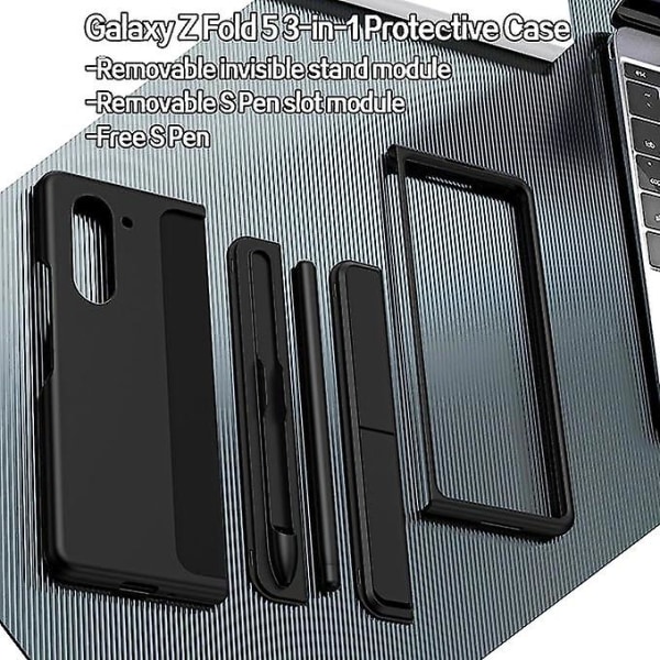 För Samsung Galaxy Z Fold 5 Case med S Pen, utbytbar S Pen-hållare & Stöd Trådlöst case För Samsung Z Fold 5 blue