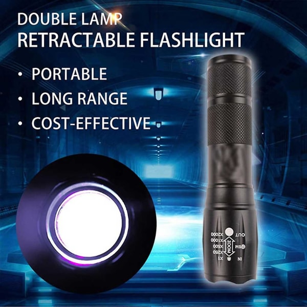 Alumiiniseos taskulamppu 1200mah Ruostumaton Ladattava Zoomable