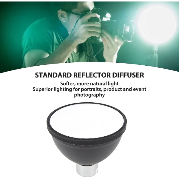 Standard reflektor med blød diffuser til ADS2 AD200 AD360 blink, 12 cm diameter 7,5 cm dybde