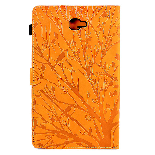 For Samsung Galaxy Tab A 10.1 (2016) T580 T585 PU-læder tablet-stand-etui med præget træ-kortholder Khaki