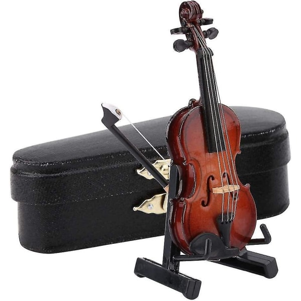 Miniatyyri viulu, puinen miniviulumalli jalustalla muusikolle kotitoimiston myymälän koristeeksi