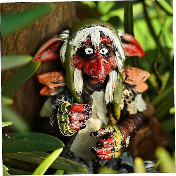2 stk Halloween Hage Gnome Statue Skummel Krypende Gnome Statue Hage Elf Skulptur Stil 4