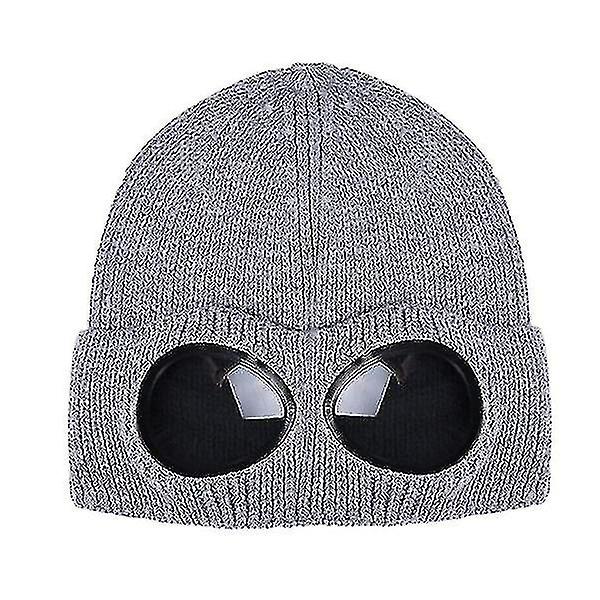 Talvineulottu hattu lämmin pipo Skull Cap Joustava Neule Slouchy (harmaa)