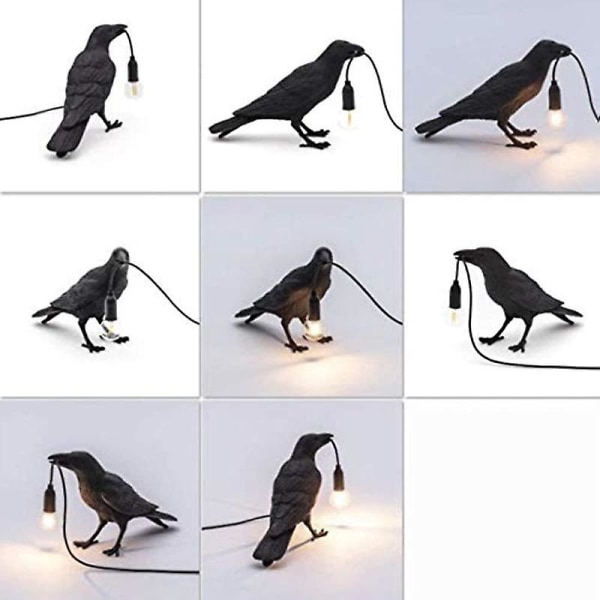 1kpl Gothic Crow -lamppu, söpö Black Raven -pöytävalo USB linjalla, ainutlaatuinen Resi Crow pöytäsisustukseen, gootti sisustus, musta sisustus, lintujen sisustus, taidesisustus, Black