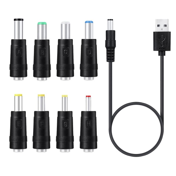8in1 5v USB To For Dc 5,5x2,1mm Plugg Laddningssladd För Fläkt Högtalare Router Led La