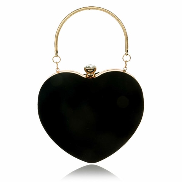 Sydämenmuotoinen käsilaukku naisen muoti meikkilaukku iltalaukku clutch laukku käsilaukku tyylikäs kuuma (musta)