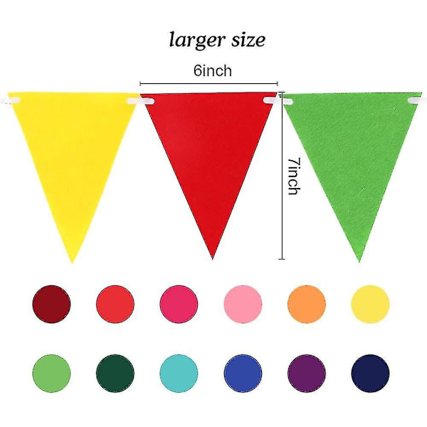 60 stk. Regnbue Filt Stof Vimpel Banner Multicolor Fest Guirlande