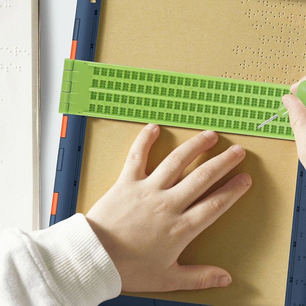 4 linjer 28 celler Braille Skifer Braille Skriveskifer Plast Braille Skifersæt, Grøn (2)
