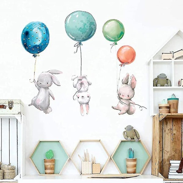 Sarjakuva Bunny Balloon Lastenhuoneen Makuuhuoneen taustakoriste