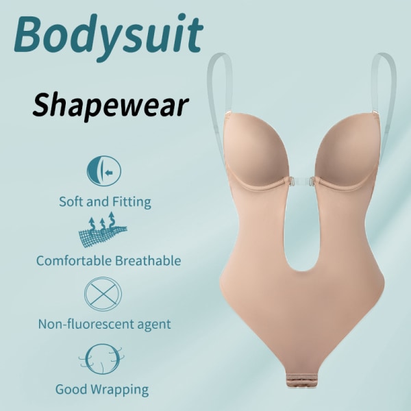 Kvinners Ryggløs Shapewear Dyp V-hals Body Shaper for Lav Rygg Kjole Skin color 3XL