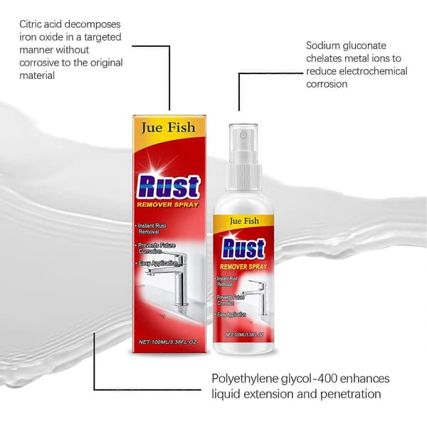 1-3x Rustfjerner Spray, Multifunksjonell Metallrens, Rask Korrosjonsbeskyttelse, Enkel Rengjøring, Sitronsyreformel, 100ml 2pcs