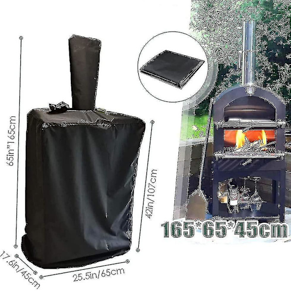 Extra stort svart överdrag för pizzaugn för utomhusbruk - Extra stort svart överdrag (1603750 cm) för grillskydd