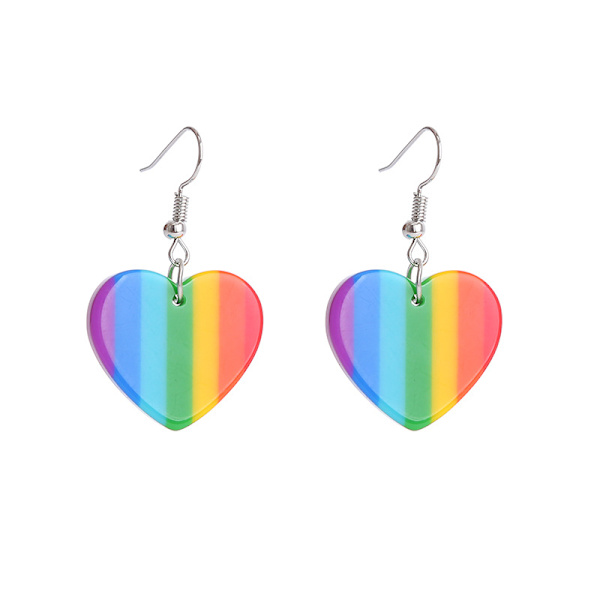 Örhängen Hjärta LGBTQ Regnbåge Smycken Akryl Rostfria Krokar. love ear hook