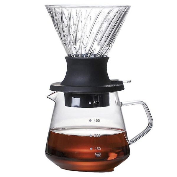 600ml Immersionsdripper-bryter i glass V60 Hell-over Kaffe-trakter V-formet Dryppkaffe-trakter og Fil