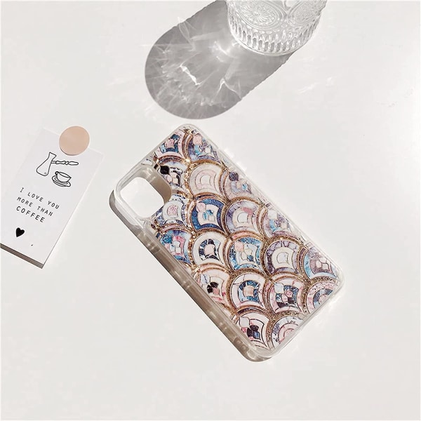 Luksus Glitter Quicksand telefontaske til Iphone 7 Plus 8 Plus Bling Mermaid Fish Scale Sparkle Shockproof fleksibelt cover