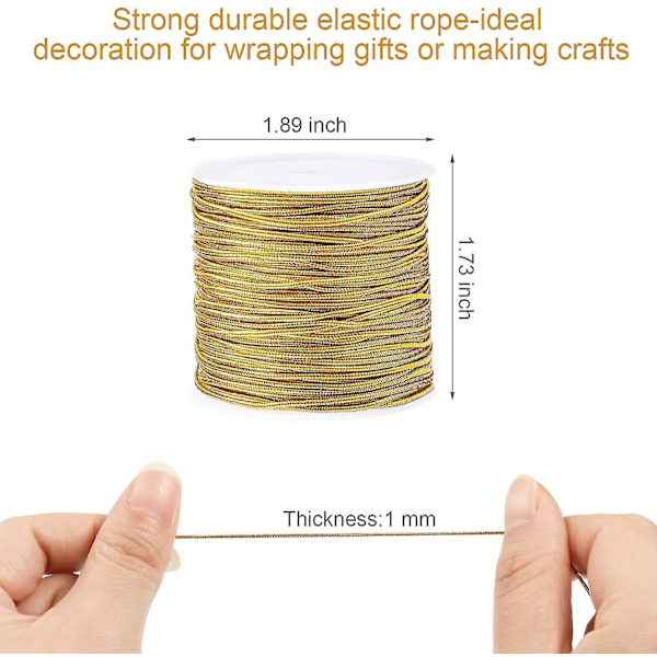 2 rullar metalliska elastiska snören stretchsnöre band metallisk glittertråd rep för hantverk presentinslagning, 1 mm 55 yards (silver)