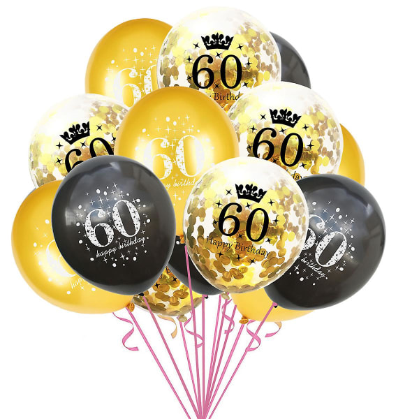 15 stk digitale konfettiballonger Dekorative konfettiballonger Festballongrekvisita til bursdagsjubileer 60 år gammel