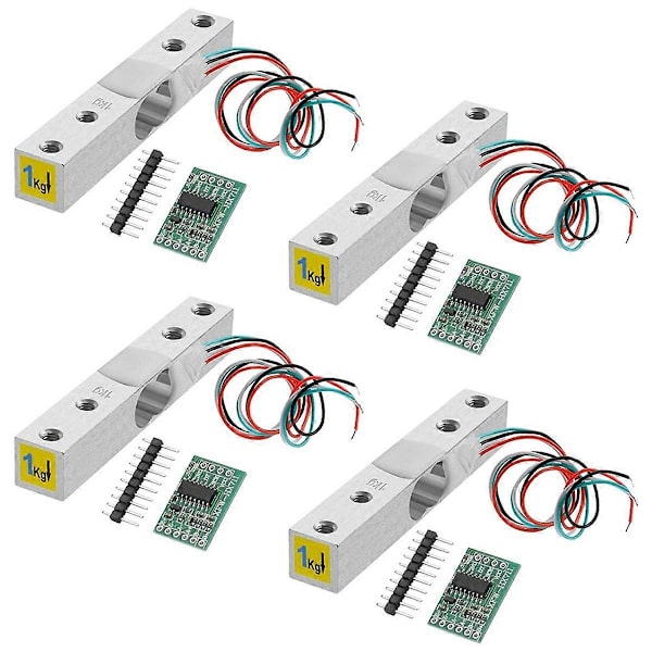Digital Lastcell Viktsensor - 4 Set 1KG Lastcell HX711 AD Viktförstärkarmodul Trycksensor