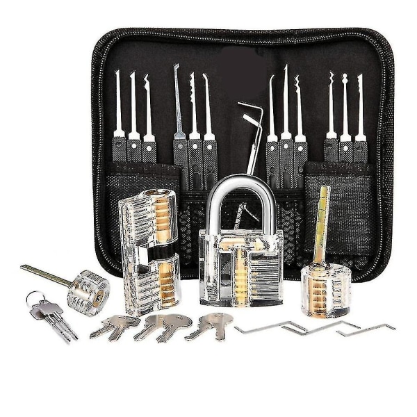 Lock Picking Kit, 25-piece Lock Picking Kit, Practice Tools With 3 Clear Locks_a