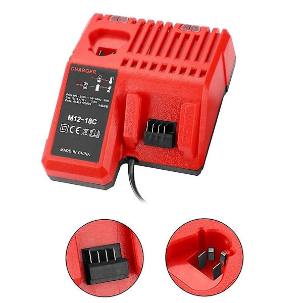 M12-18C Li-ion Batterilader til Milwaukee 12 V 14.4V 18V C1418C 48-11-1815/1828/1840 M18 M14 M12