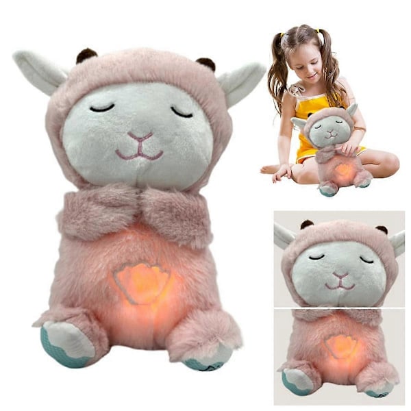 Lugnande Lamm Plysch Baby Ljudmaskin Lugna Gosa Lamm Andande Gosedjur Plyschleksak Sovande Babyleksak