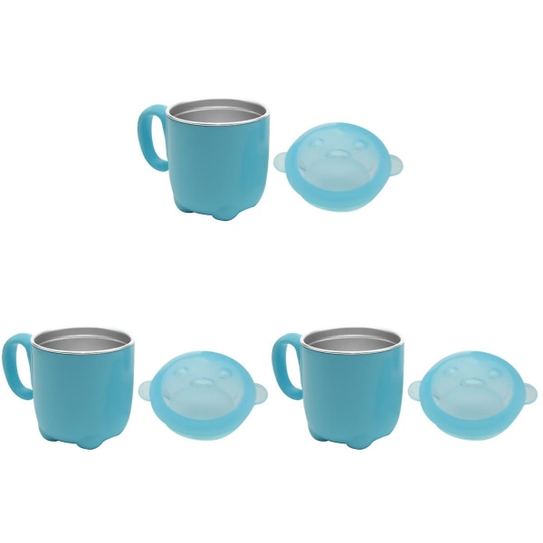 3 st Baby Vattenkopp Cartoon Vattenmugg Rostfritt Stålkopp Med Plast Handtag