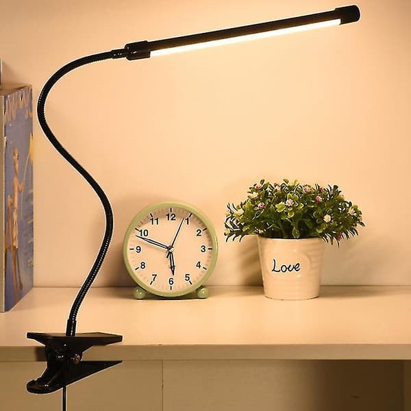 Led-leselampe, skrivebordslampe, 3 modusklipslampe, fleksibel E