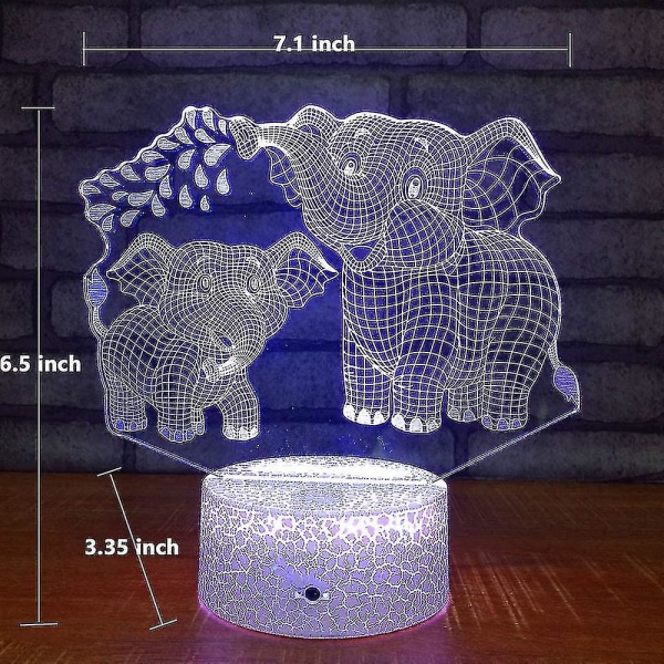 Wekity Elefant 3D Nattlampa för Barn 3D Lampa med 16 Färger Ändrar Fjärrkontroll Elefant Leksaker 10 9 3 5 2 8 1 7 6 4 År Gamla Flickor Kvinnor Baby Bo