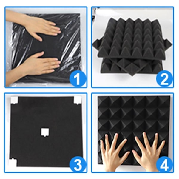 24 stk. 30x30x2,5cm Lydabsorberende Bomuld Lydabsorberende Skum Lydabsorberende Skum