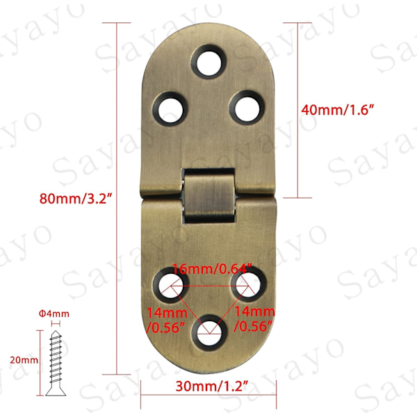 Folding Bordhengsler Folding Connector Rustfritt Stål Møbelbeslag 180 Graders Folding, 2,5 mm Tykk, Antikk Bronse Finish Rustfritt Stål, 4 stk
