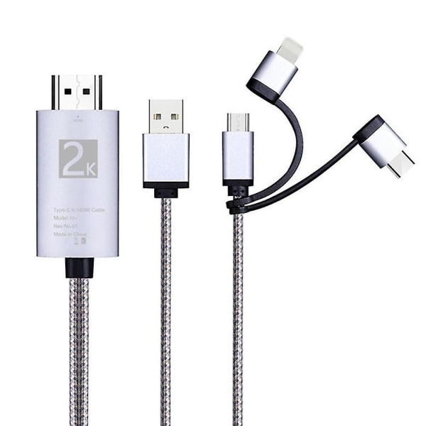 -usb Type C Til 3 I 1 2k Hdtv Tv-stik Usb-adapterkabel Til Skærm Ipad Android Smartphone