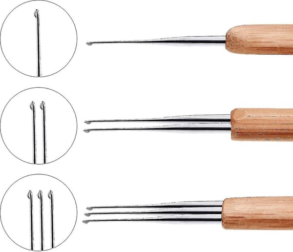 3-pack bambu dreadlock-nålar 0,75 mm