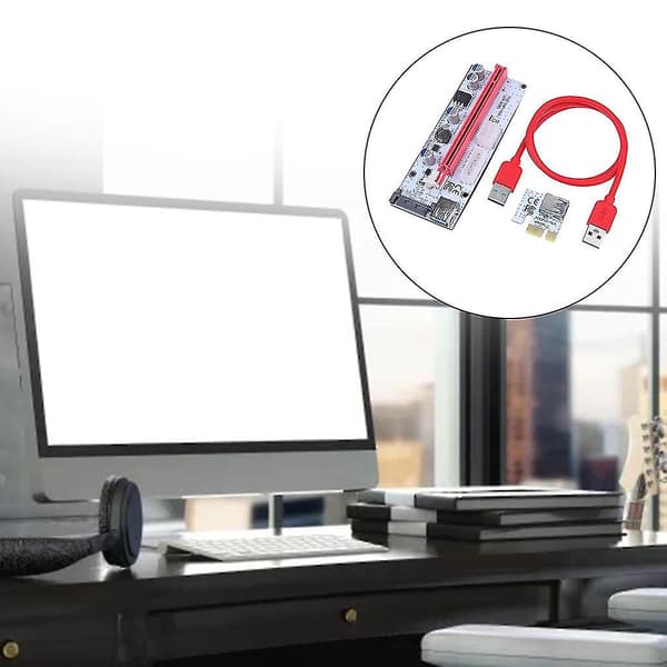 Pci-e Riser-kort sæt Pcie 1x til 16x adapter 4pin 6pin Sata Power Usb 3.0 kabel