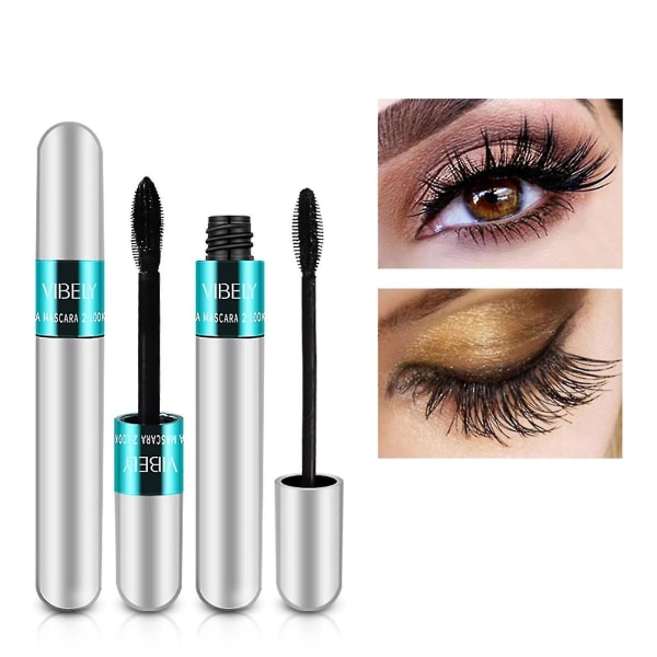 2 i 1 Vibely Mascara 5x längre vattentät kosmetika för naturlig förlängning och förtjockning Ingen klumpar 4d Silk Fiber Mascara