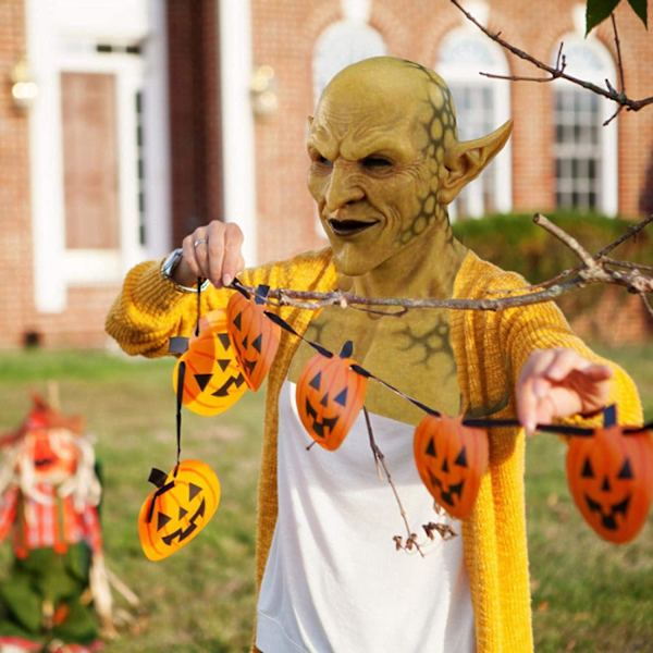 Halloween skrämmande mask latex gul Imp demon mask Goblins Clo