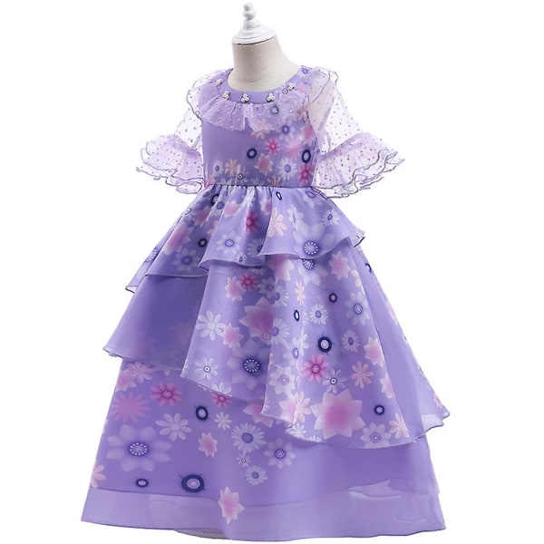 Encanto Isabela Princess Cosplay Kostym Flickor Volang Tutu Klänning Fest Bal Klänning Purple 110cm