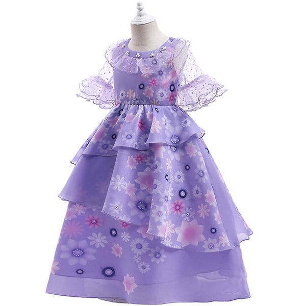Encanto Isabela Princess Cosplay-kostyme Jenter Ruffle Tutu-kjole Festballkjole Purple 150cm