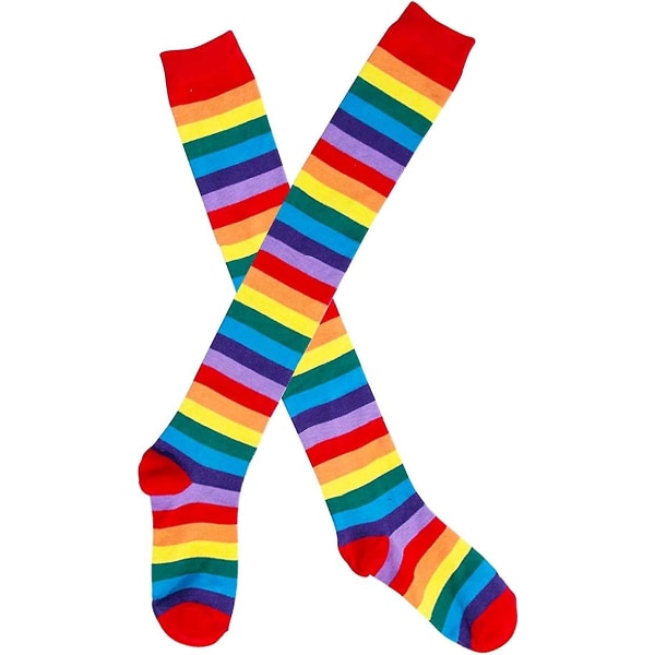 Over Knee Rainbow Lår Høje Sokker Handsker Sæt Cosplay Tilbehør Arm Benvarmere Til Pige