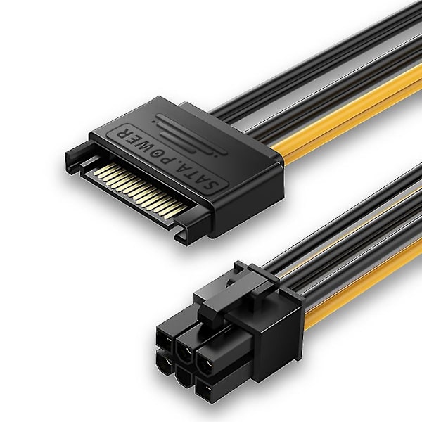 15-pin Sata hane till 6-pin Pci-express hona videokortsströmadapter