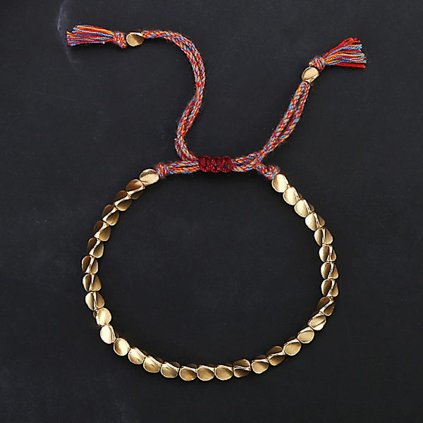 Flätat rep tibetanskt buddhistiskt koppararmband för skydd och lycka
