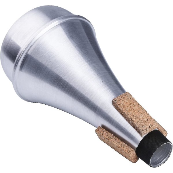 Øv Trompet Straight Mute Lyddæmper Aluminium Med Renseklud, Sølv-sfygv