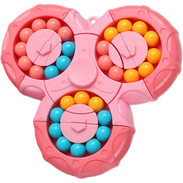 Sekssidet roterende finger Rubiks terning - Sekssidet dekompressionsfinger roterende legetøj - Puslespil dekompressionspuslespilsspil sensoriske legetøj (Pink) pink