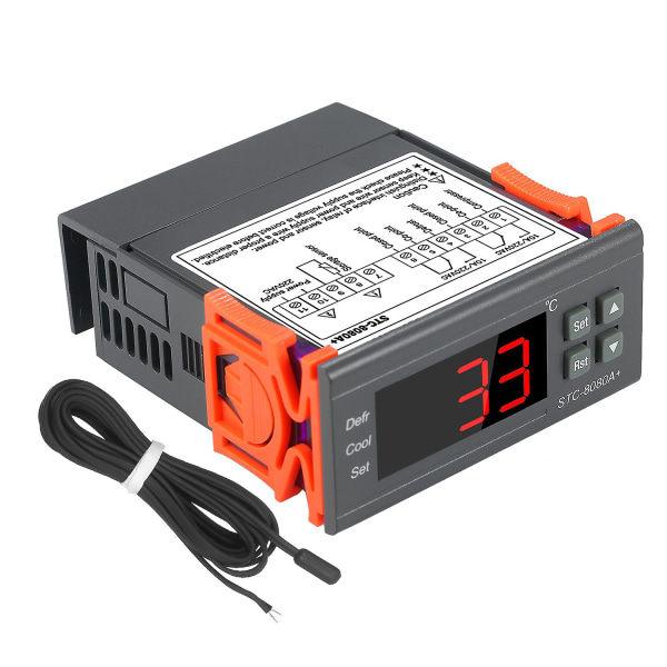 Digital temperaturkontroller Stc-8080a+ Kjøleskapstermostat for kjøleskap Automatisk avriming med Ntc-sensorsonde 220v