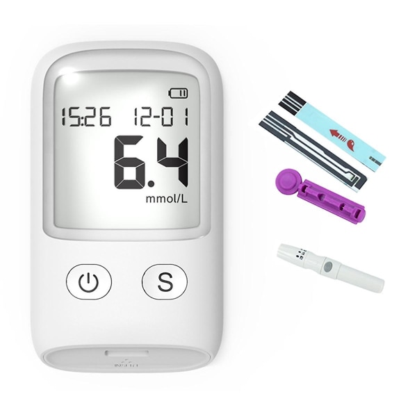 Hemoglobinmätare Hemoglobintestare Hemoglobintestkit Glucometer för att mäta blodsocker, 25 teststickor + 25x nålar